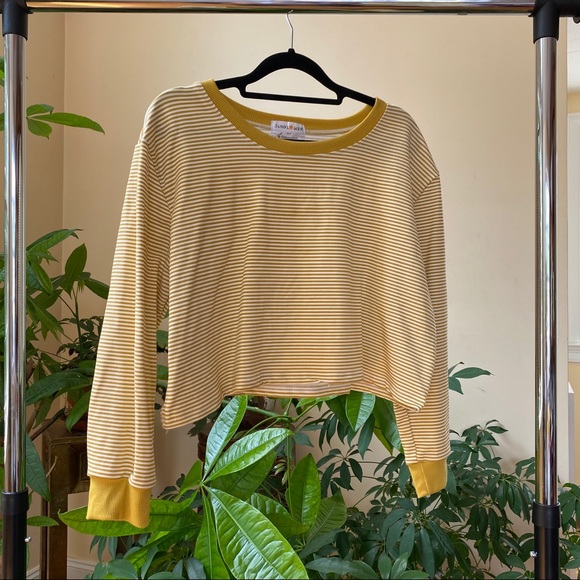 Sweaters - Mustard Striped Pullover Sweatshirt